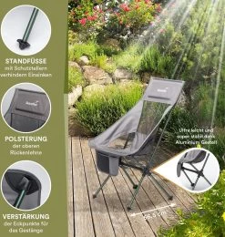 Skandika Campingstoel Compact SET – Campingstoelen – Campingstoel Tot 150 Kg Belastbaar - Kampeerstoel, Visstoel, Kleine Pakmaat, Opvouwbaar, Stabiel, Licht, Comfortabel Gepolsterd – Draagtas Meegeleverd – Vouwstoel – Kampeermeubelen – Grijs -Sport Buiten 1142x1200 2