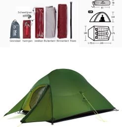 Cloud Up 3 Upgraded - Naturehike® - Tent 3 Persoons - Lichtgewicht Tent - Incl. Grondzeil - 20D 4000MM - Outdoor Kampeertent - Waterdicht - Hiking & Wandelen -Sport Buiten 1147x1200 2