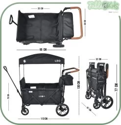 FableKids LEO X4Lite Opvouwbare Handkar Met Dak Onyx Zwart -Sport Buiten 1159x1200 2