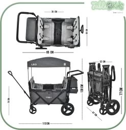 FableKids LEO X4Plus Opvouwbare Wagen Met Dak Fossil Grey -Sport Buiten 1161x1200