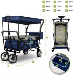 Tresko- Bolderkar, Grijs, Opvouwbaar, Met Dakje, Geschikt Tot 80 Kg - Bolderwagen - Kinderenvervoer - Bolderkarren - Tuinkar - Kinderwagen -Sport Buiten 1176x1200 1