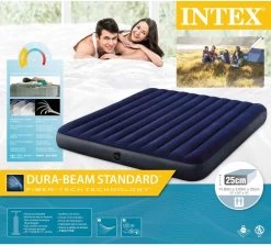 Intex Luchtbedset Intex Luchtbed - 2-Persoons - 183 X 203 X 25 Cm - Blauw + Intex Elektrische Pomp - 650 Liter/min + Hoeslaken Wit + Reparatieset -Sport Buiten 1200x1084 1