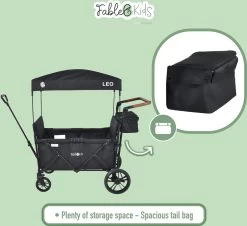 FableKids LEO X4Lite Opvouwbare Handkar Met Dak Onyx Zwart -Sport Buiten 1200x1096