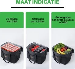 Packaway 4 Laags Geïsoleerde Koeltas - Lunchtas 40 Liter - Zwart -Sport Buiten 1200x1106