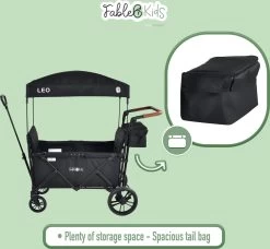 FableKids LEO X2 Lite Opvouwbare Handkar Met Dak Onyx Zwart -Sport Buiten 1200x1109 1
