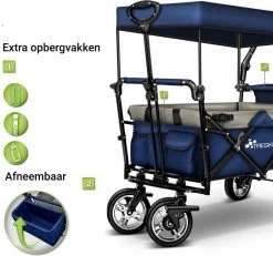Tresko- Bolderkar, Grijs, Opvouwbaar, Met Dakje, Geschikt Tot 80 Kg - Bolderwagen - Kinderenvervoer - Bolderkarren - Tuinkar - Kinderwagen -Sport Buiten 1200x1124