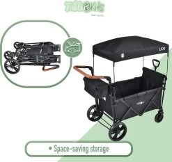 FableKids LEO X2 Lite Opvouwbare Handkar Met Dak Onyx Zwart -Sport Buiten 1200x1131 1