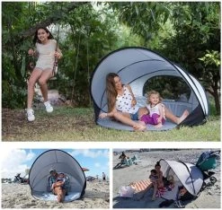 Deryan Luxe Pop Up Strandtent XXL - Anti-UV 50+ - Zilver -Sport Buiten 1200x1137