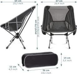 Smartpeas Campingstoel Van Stevig 600D Polyester En Aluminium - Lichtgewicht En Opvouwbaar - Camping Gadget Inclusief Zijzakken +Plus: Strandmat & Draagtas -Sport Buiten 1200x1150 1
