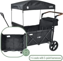 FableKids LEO X4Lite Opvouwbare Handkar Met Dak Onyx Zwart -Sport Buiten 1200x1163 1