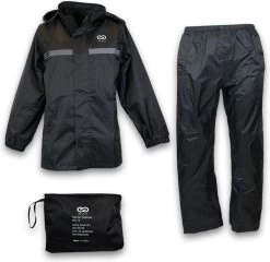 Infinity Goods Regenpak - Dames & Heren - Maat L - Waterdicht & Ademend - Reflecterend - Zwart