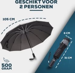 Stormparaplu - Opvouwbaar - 105 CM - Paraplu - Automatisch In En Uit Klapbaar - Stormbestendig Tot 140 Km/h - Luxe Beschermhoes 15 Stormparaplu - Opvouwbaar - 105 CM - Paraplu - Automatisch In En Uit Klapbaar - Stormbestendig Tot 140 Km/h - Luxe Beschermhoes -Sport Buiten 1200x1176 4