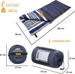 Dutch Mountains Slaapzak Goeree XL - Kussen 25x15cm - 220x90cm Katoenen Slaapzak - Tochtstrip -Sport Buiten 1200x1182 1