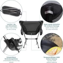 Smartpeas Campingstoel Van Stevig 600D Polyester En Aluminium - Lichtgewicht En Opvouwbaar - Camping Gadget Inclusief Zijzakken +Plus: Strandmat & Draagtas -Sport Buiten 1200x1186