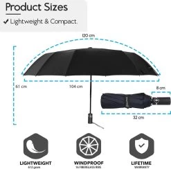 Beefree Automatische MONSTER Stormparaplu Met 16 Panelen Ø 104 Cm - Zwart -Sport Buiten 1200x1186 5