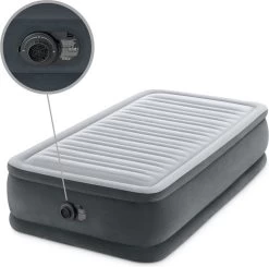 Intex Luchtbed - 1-Persoons - 99 X 191 X 46 Cm - Grijs - Met Ingebouwde Pomp, Hoeslaken Zwart En Reparatieset -Sport Buiten 1200x1190