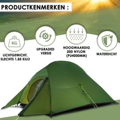 Cloud Up 3 Upgraded - Naturehike® - Tent 3 Persoons - Lichtgewicht Tent - Incl. Grondzeil - 20D 4000MM - Outdoor Kampeertent - Waterdicht - Hiking & Wandelen -Sport Buiten 1200x1200 117