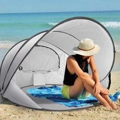 Deryan Luxe Pop Up Strandtent XXL - Anti-UV 50+ - Zilver -Sport Buiten 1200x1200 120