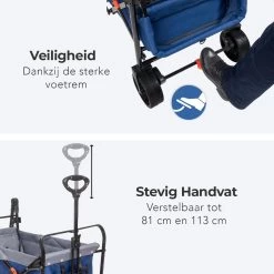 LifeGoods Bolderkar - Opvouwbaar - Tot 120KG - 103L - Extra Draagtas En Duwstang - Wasbaar Polyester - 98x45cm - Blauw/Grijs -Sport Buiten 1200x1200 131