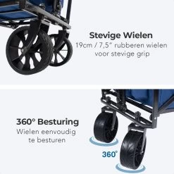 LifeGoods Bolderkar - Opvouwbaar - Tot 120KG - 103L - Extra Draagtas En Duwstang - Wasbaar Polyester - 98x45cm - Blauw/Grijs -Sport Buiten 1200x1200 132