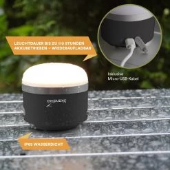 Skandika Campinglamp Tarfala – Tentlampen – Campinglampen – Kampeerlamp – Tentlamp Oplaadbaar, Traploos Dimbaar, Ophanghaak, USB Aansluiting – 3600 MAh Powerbank – Warm Wit, Koel Wit, 110 H Batterij – Tentlamp Buiten – Energieklasse A ++ - Zwart -Sport Buiten 1200x1200 142