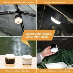 Skandika Campinglamp Tarfala – Tentlampen – Campinglampen – Kampeerlamp – Tentlamp Oplaadbaar, Traploos Dimbaar, Ophanghaak, USB Aansluiting – 3600 MAh Powerbank – Warm Wit, Koel Wit, 110 H Batterij – Tentlamp Buiten – Energieklasse A ++ - Zwart -Sport Buiten 1200x1200 145
