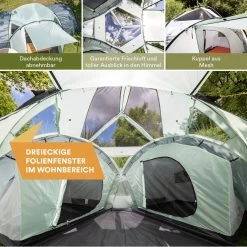Skandika Bern 4 Koepeltent - Koepeltent - Tenten - 4 Persoons Kampeertent Met Panoramisch Dakraam, 2 Slaapcabines, Grondzeil, 210 Cm Stahoogte, Waterdicht, 4000 Mm Waterkolom - Grote Outdoor Familie Tent, Kampeertent - Grijs -Sport Buiten 1200x1200 149
