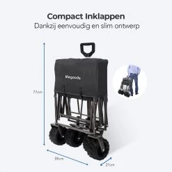 LifeGoods Bolderkar - Opvouwbaar - Tot 80KG - 94L - Wasbaar Polyester - 98x45cm - Zwart/Grijs -Sport Buiten 1200x1200 196