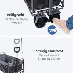 LifeGoods Bolderkar - Opvouwbaar - Tot 80KG - 94L - Wasbaar Polyester - 98x45cm - Zwart/Grijs -Sport Buiten 1200x1200 198