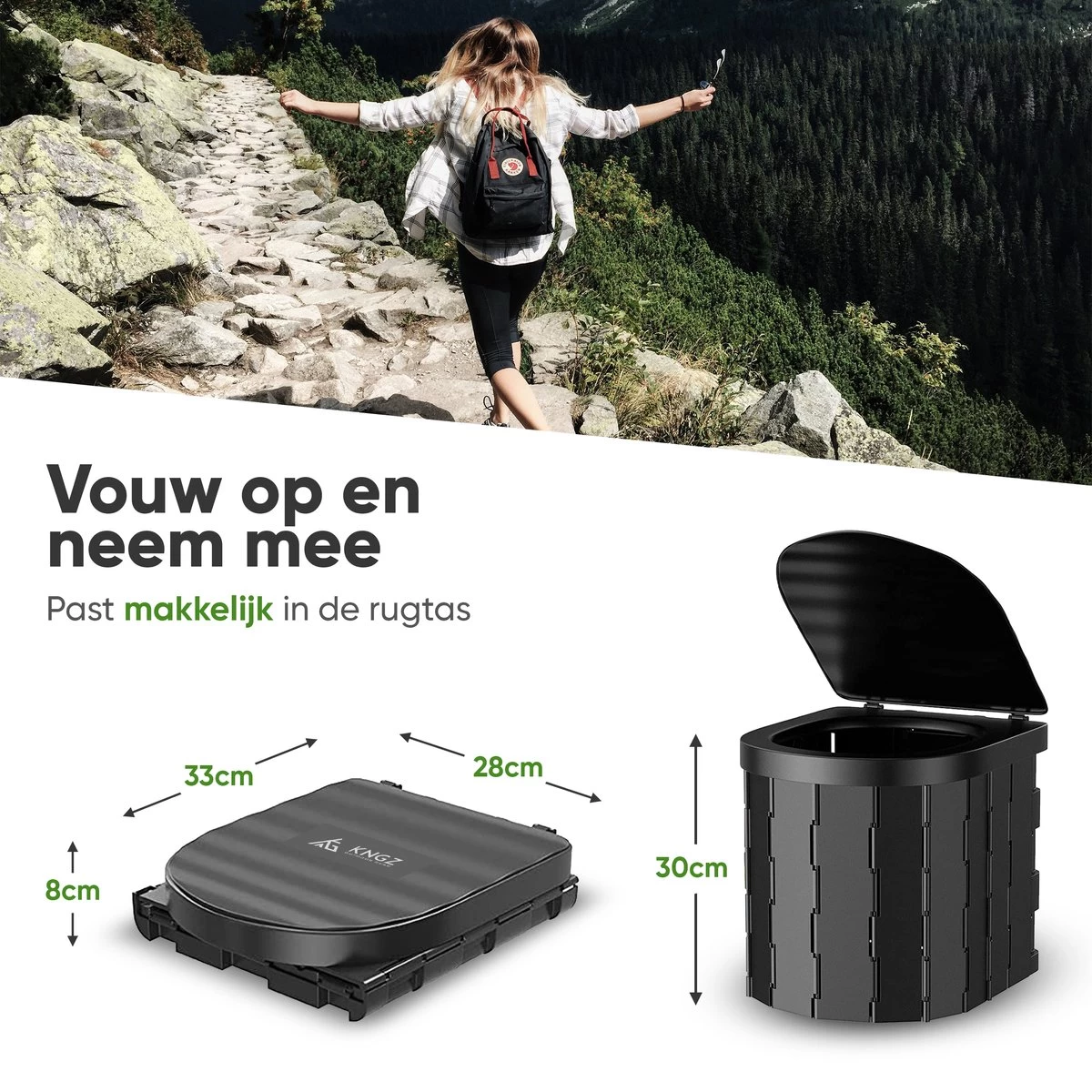 KNGZ Outdoor Gear – Camping Toilet – Nieuw Model – Biologisch Afbreekbare Zakjes – Opvouwbare Camping Toilet Met Deksel – Camping Toilet Hoge Zit – Draagbare WC Emmer Volwassen – Draagbaar Mobiel Potje – Nachtemmer – Opvouwbaar Toilet – Kamperen 8 KNGZ Outdoor Gear – Camping Toilet – Nieuw Model – Biologisch Afbreekbare Zakjes – Opvouwbare Camping Toilet Met Deksel – Camping Toilet Hoge Zit – Draagbare WC Emmer Volwassen – Draagbaar Mobiel Potje – Nachtemmer – Opvouwbaar Toilet – Kamperen - Afbeelding 6