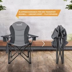 Skandika Relax Comfort Campingstoel - Campingstoel Opvouwbaar - Comfortabele Klapstoel Met Drinkhouder En Koelvak, Tot Max. 160 Kg, Opvouwbaar, Lichtgewicht | Vouwstoel Voor Kamperen, Camping, Festival, Vissen – Grijs -Sport Buiten 1200x1200 239