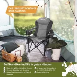 Skandika Relax Comfort Campingstoel - Campingstoel Opvouwbaar - Comfortabele Klapstoel Met Drinkhouder En Koelvak, Tot Max. 160 Kg, Opvouwbaar, Lichtgewicht | Vouwstoel Voor Kamperen, Camping, Festival, Vissen – Grijs -Sport Buiten 1200x1200 240