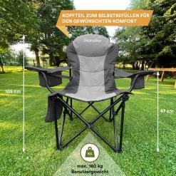 Skandika Relax Comfort Campingstoel - Campingstoel Opvouwbaar - Comfortabele Klapstoel Met Drinkhouder En Koelvak, Tot Max. 160 Kg, Opvouwbaar, Lichtgewicht | Vouwstoel Voor Kamperen, Camping, Festival, Vissen – Grijs -Sport Buiten 1200x1200 242