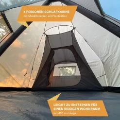Skandika Tipi Kotona Air Opblaasbare Tent – Opblaasbare Tenten - 4 Persoons Tipi Tent – Tenten - Campingtent – Ingenaaide Tentvloer – Muggengaas – 260 Cm Stahoogte – 490 X 370 X 260 (L X B X H) – Outdoor, Camping, Tuin – Luchttent - Kamperen - Beige -Sport Buiten 1200x1200 261