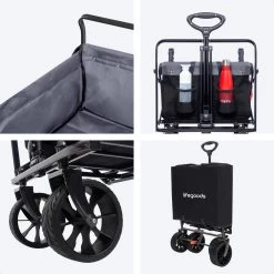 LifeGoods Bolderkar - Opvouwbaar - Tot 120KG - 103L - Extra Draagtas En Duwstang - Wasbaar Polyester - 98x45cm - Zwart/Grijs -Sport Buiten 1200x1200 304