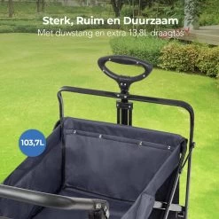 LifeGoods Bolderkar - Opvouwbaar - Tot 120KG - 103L - Extra Draagtas En Duwstang - Wasbaar Polyester - 98x45cm - Zwart/Grijs -Sport Buiten 1200x1200 306