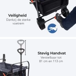 LifeGoods Bolderkar - Opvouwbaar - Tot 120KG - 103L - Extra Draagtas En Duwstang - Wasbaar Polyester - 98x45cm - Zwart/Grijs -Sport Buiten 1200x1200 308