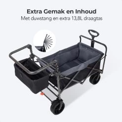 LifeGoods Bolderkar - Opvouwbaar - Tot 120KG - 103L - Extra Draagtas En Duwstang - Wasbaar Polyester - 98x45cm - Zwart/Grijs -Sport Buiten 1200x1200 309