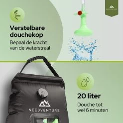 Needventure Solar Douche - Camping Douchezak - Buiten Douche - Tuindouche - Inclusief Thermometer - Waterzak Met Douchekop - 20L - Zwart -Sport Buiten 1200x1200 316