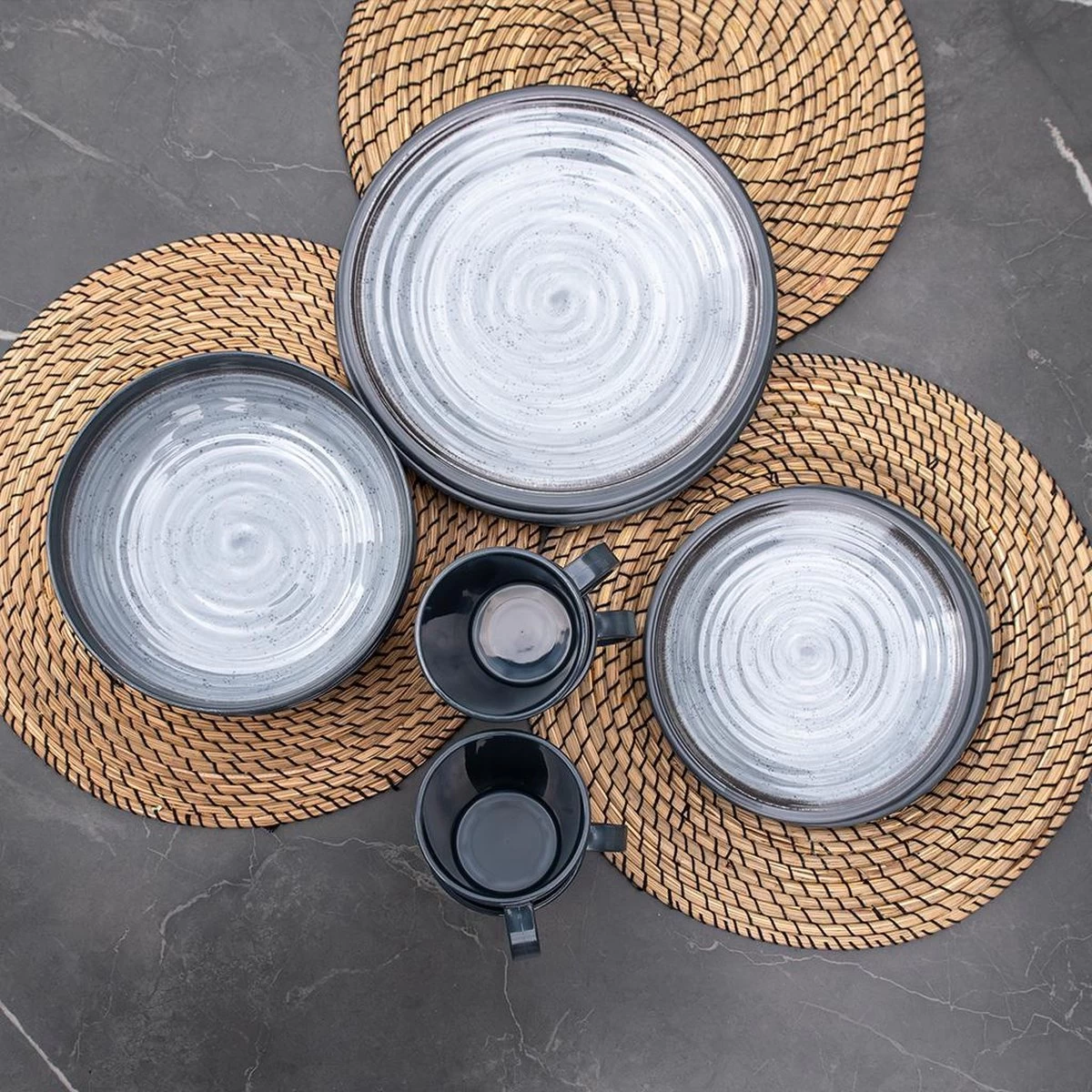 Travellife Jávea Serviesset - 16-delig - Donkergrijs 4 Travellife Jávea Serviesset - 16-delig - Donkergrijs - Afbeelding 2