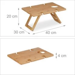 Relaxdays Opvouwbare Picknick Wijntafel - 4 Wijnglazenhouders - Bamboe Dienbladtafel Klein -Sport Buiten 1200x1200 353
