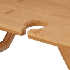 Relaxdays Opvouwbare Picknick Wijntafel - 4 Wijnglazenhouders - Bamboe Dienbladtafel Klein -Sport Buiten 1200x1200 355