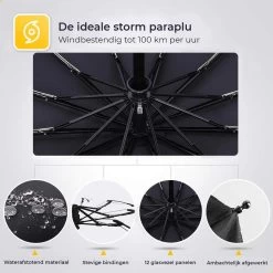 NovaQ Storm Paraplu Opvouwbaar - Paars - Polsband - Automatisch Uitklapbaar - Tot 100p/u Windproof - 110cm - 12 Panelen -Sport Buiten 1200x1200 393