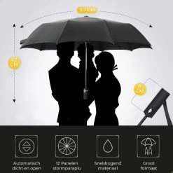 NovaQ Storm Paraplu Opvouwbaar - Paars - Polsband - Automatisch Uitklapbaar - Tot 100p/u Windproof - 110cm - 12 Panelen -Sport Buiten 1200x1200 395