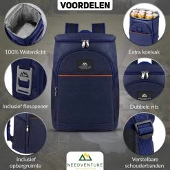 Needventure Koeltas - Lunchtas - Koelrugtas - Picknicktas - 20 Liter - Flessenhouder - Bieropener - Blauw -Sport Buiten 1200x1200 48