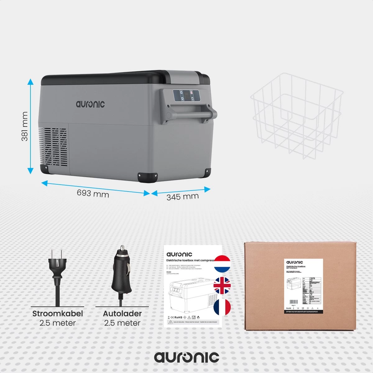 Auronic Elektrische Koelbox - 30.4L - Compressor - 12V En 240V - Grijs 6 Auronic Elektrische Koelbox - 30.4L - Compressor - 12V En 240V - Grijs - Afbeelding 4