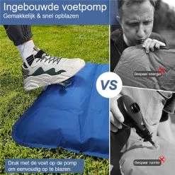 Hikr® Slaapmat 10cm+ Dikte - Comfortabel Luchtmatras - Zelfopblazend Met De Voet - TPU+40D Nylon - Slaapmatje Eenpersoons En Uit Te Breiden Tot Tweepersoons - Slaapmat Met Ingebouwde Pomp -Sport Buiten 1200x1200 65
