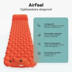 AirFeel Lichtgewicht Opsblaasbaar Slaapmatje - Ingebouwde Pomp En Kussen - 196 X 60 X 6 Cm - Orange -Sport Buiten 1200x1200 95