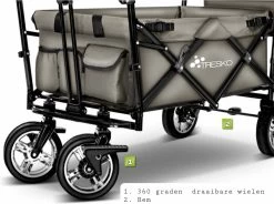 Wildebeest Bolderkar Opvouwbaar Grijs - Bolderwagen Met Kinder Zitje - Bolderkarren - Handkar Grijs - Opvouwbaar Transportwagen - Transportkar - Handkar Tuin Trolley Met Dak Transport Trolley XXL -Sport Buiten 1200x896 1