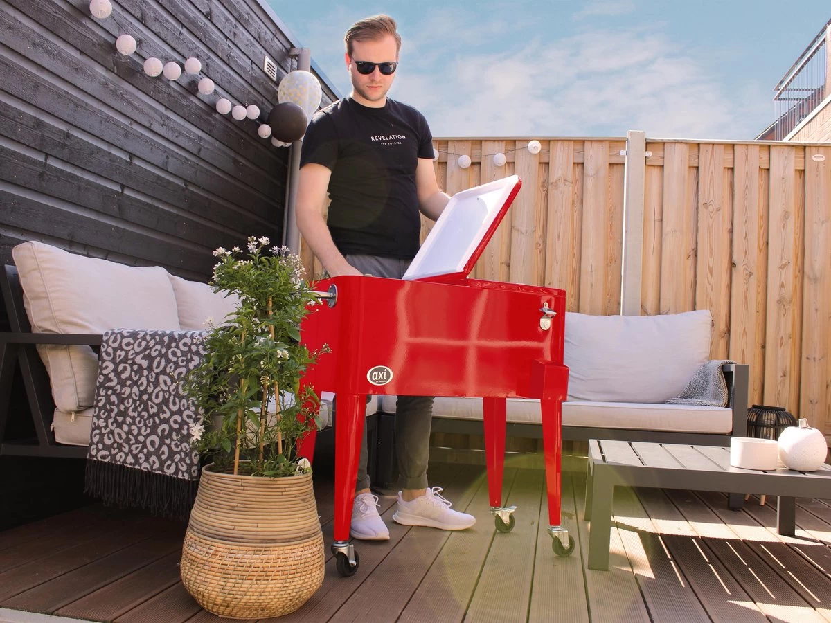 AXI Retro Cooler Rood - Koeler Met Wielen - 76L Inhoud - Koelbox Met Aftapkraan 17 AXI Retro Cooler Rood - Koeler Met Wielen - 76L Inhoud - Koelbox Met Aftapkraan - Afbeelding 15
